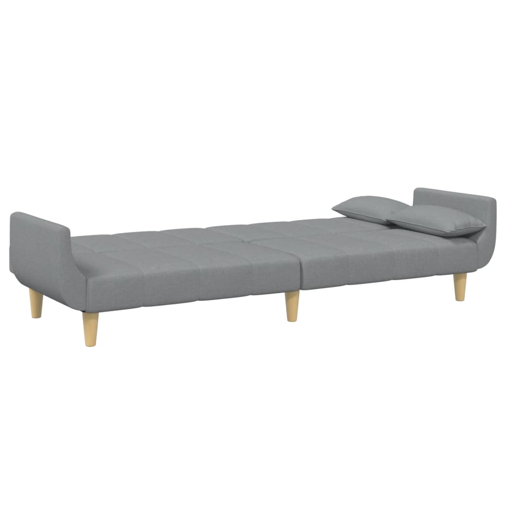 vidaXL Canapea extensibilă cu taburet, 2 locuri, gri deschis, textil