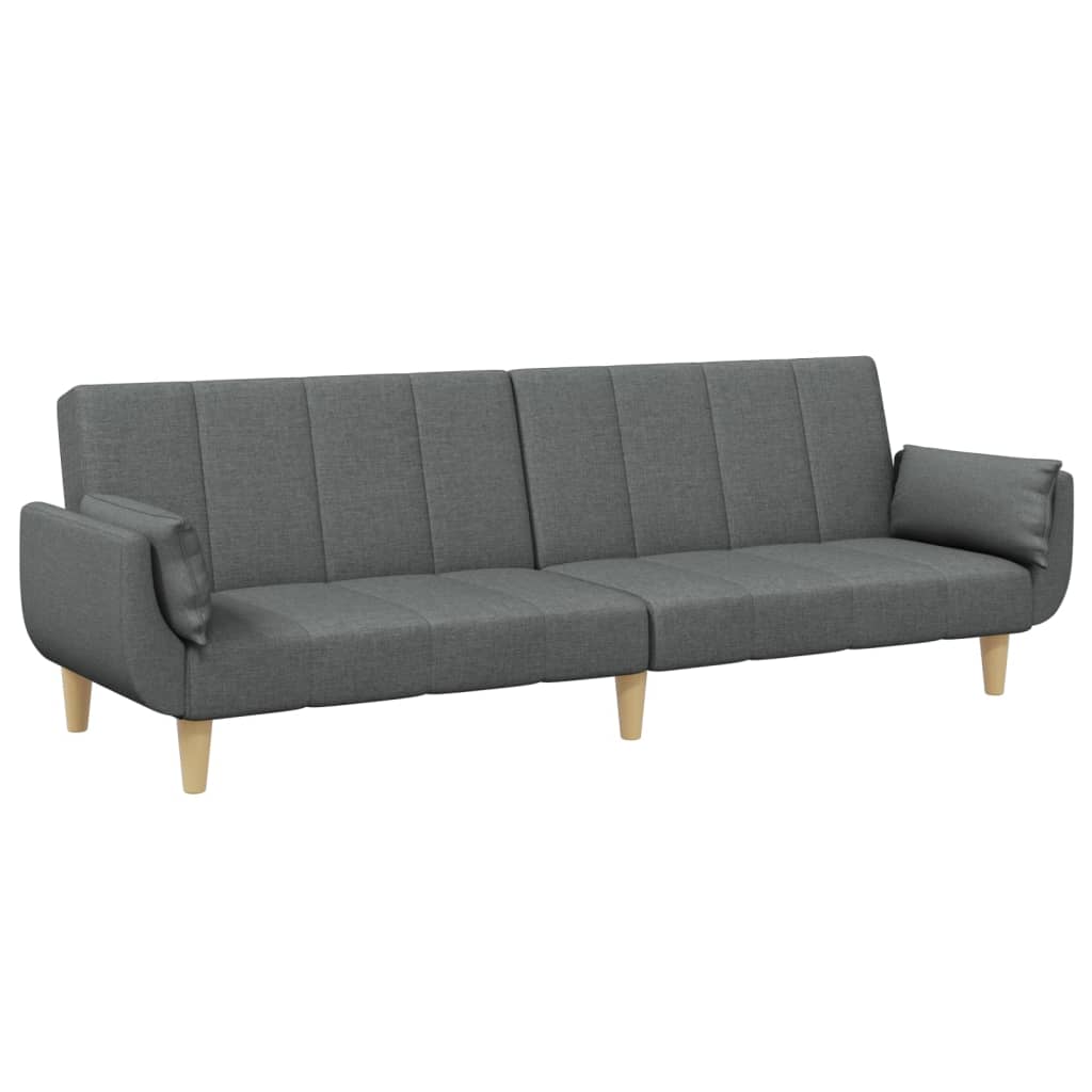 vidaXL Canapea extensibilă cu taburet, 2 locuri, gri închis, textil