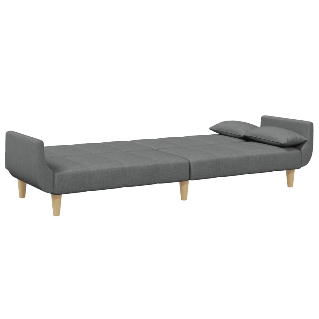 vidaXL Canapea extensibilă cu taburet, 2 locuri, gri închis, textil