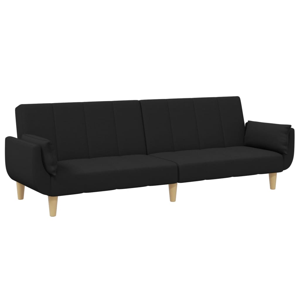 vidaXL Canapea extensibilă cu taburet, 2 locuri, negru, textil vidaXL Canapea extensibilă cu taburet, 2 locuri, negru, textil