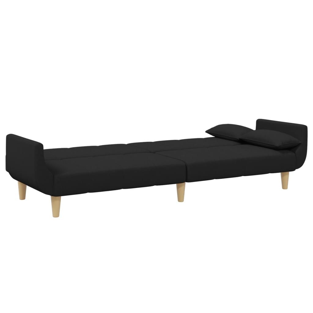 vidaXL Canapea extensibilă cu taburet, 2 locuri, negru, textil vidaXL Canapea extensibilă cu taburet, 2 locuri, negru, textil