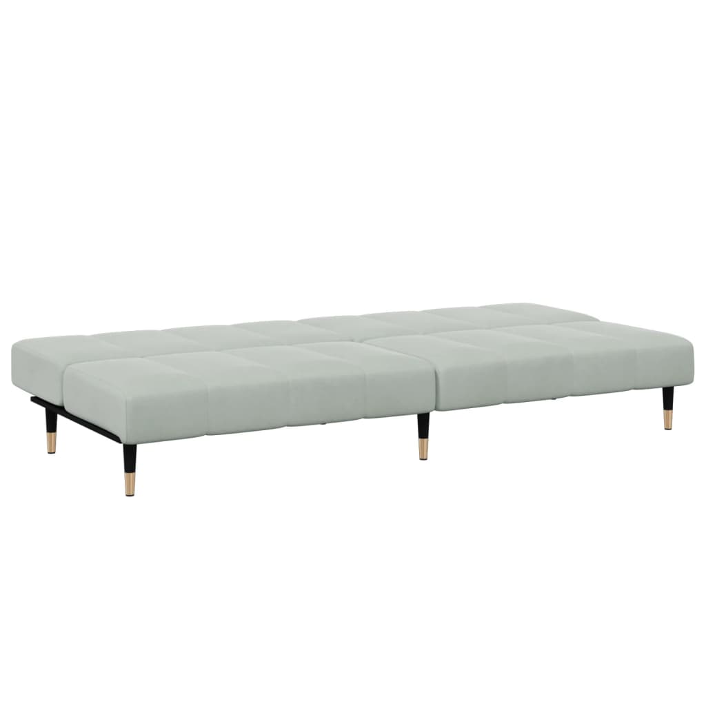 vidaXL Canapea extensibilă cu taburet, 2 locuri, gri deschis, catifea