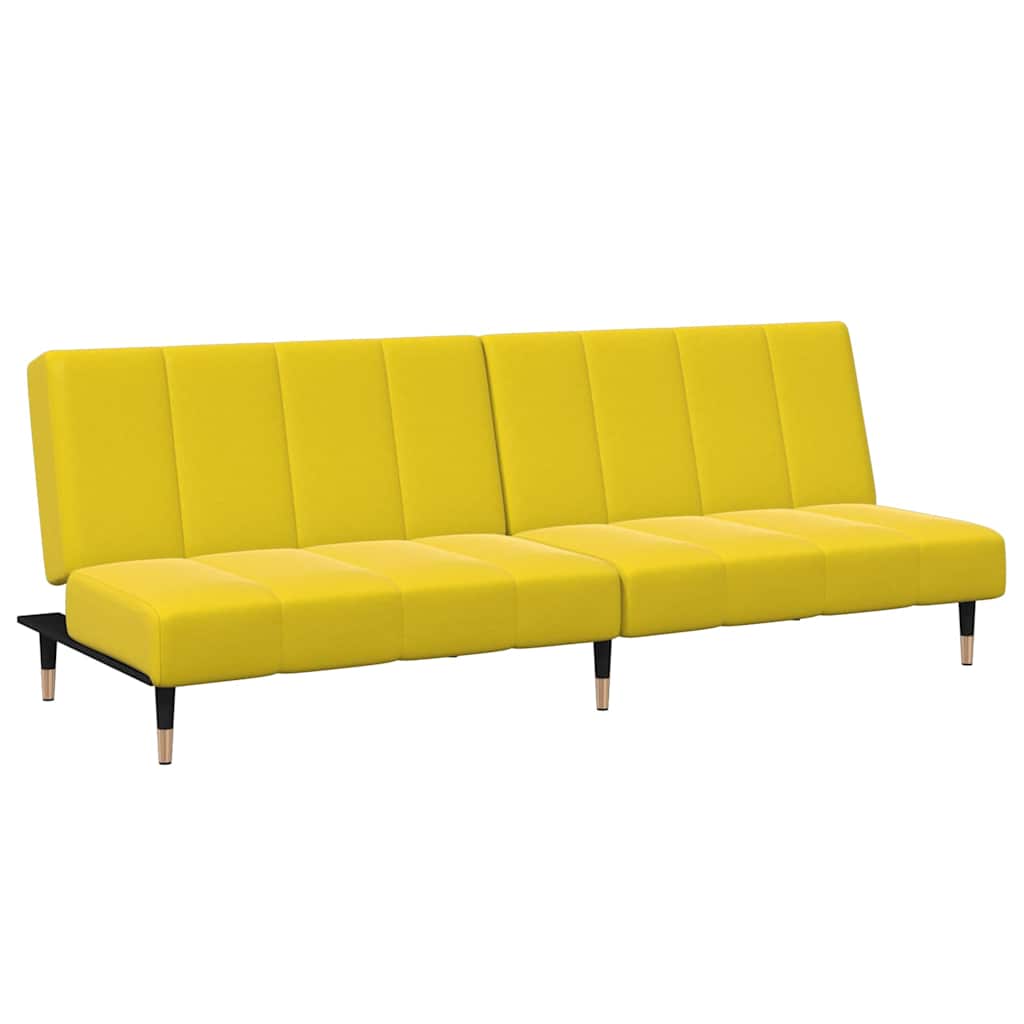 vidaXL Canapea extensibilă cu taburet, 2 locuri, galben, catifea