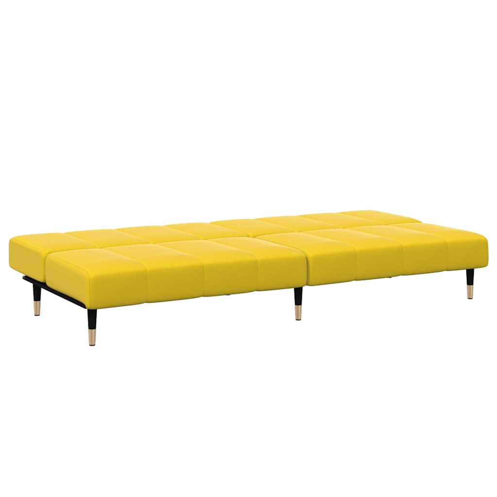 vidaXL Canapea extensibilă cu taburet, 2 locuri, galben, catifea