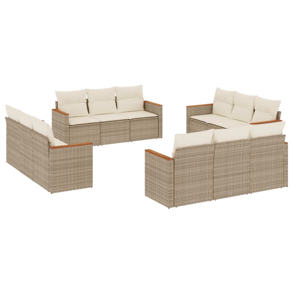 vidaXL Set canapele de grădină cu perne, 12 piese, bej, poliratan vidaXL Set canapele de grădină cu perne, 12 piese, bej, poliratan
