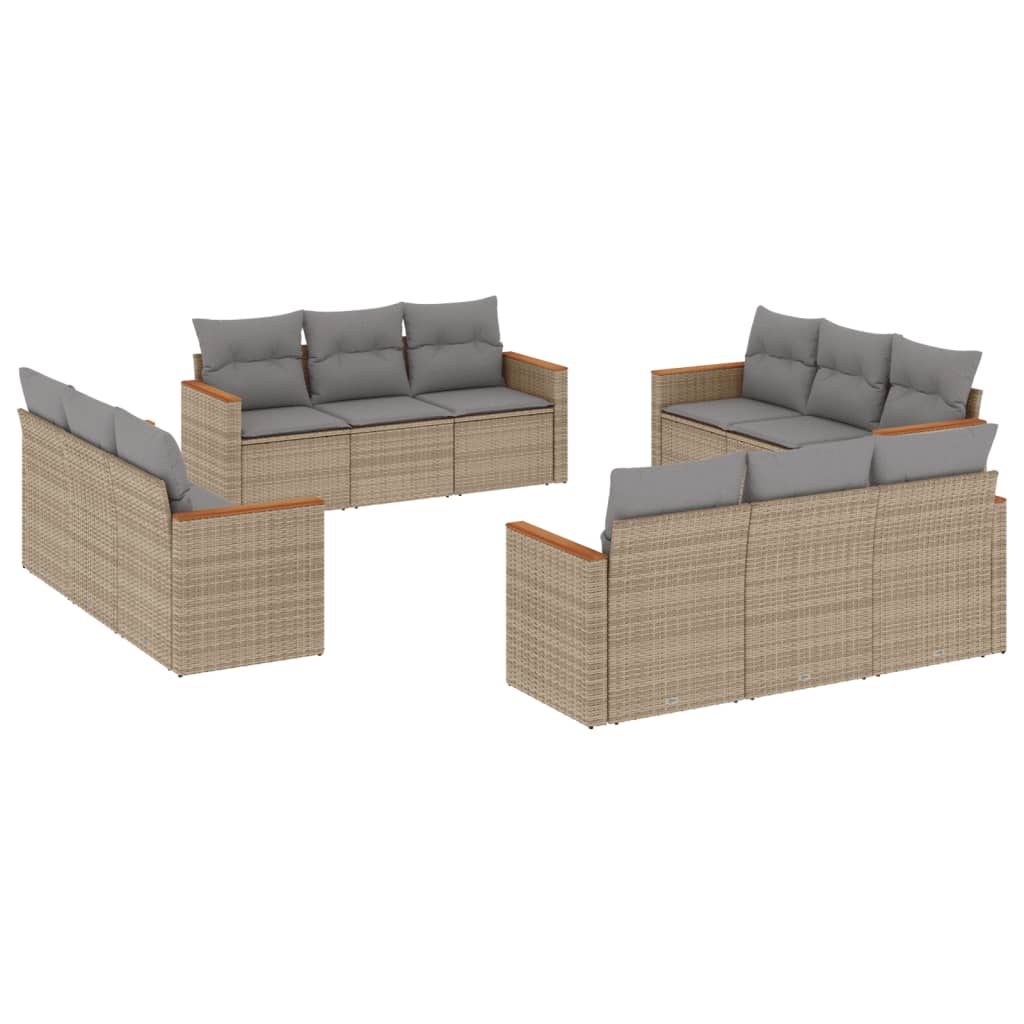 vidaXL Set canapele de grădină cu perne, 12 piese, bej, poliratan vidaXL Set canapele de grădină cu perne, 12 piese, bej, poliratan