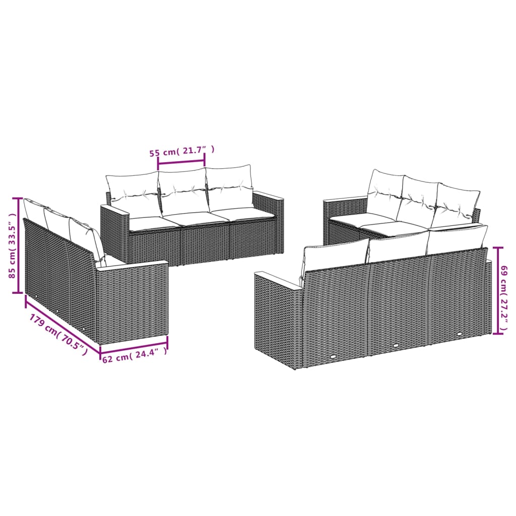 vidaXL Set canapele de grădină cu perne, 12 piese, bej, poliratan vidaXL Set canapele de grădină cu perne, 12 piese, bej, poliratan