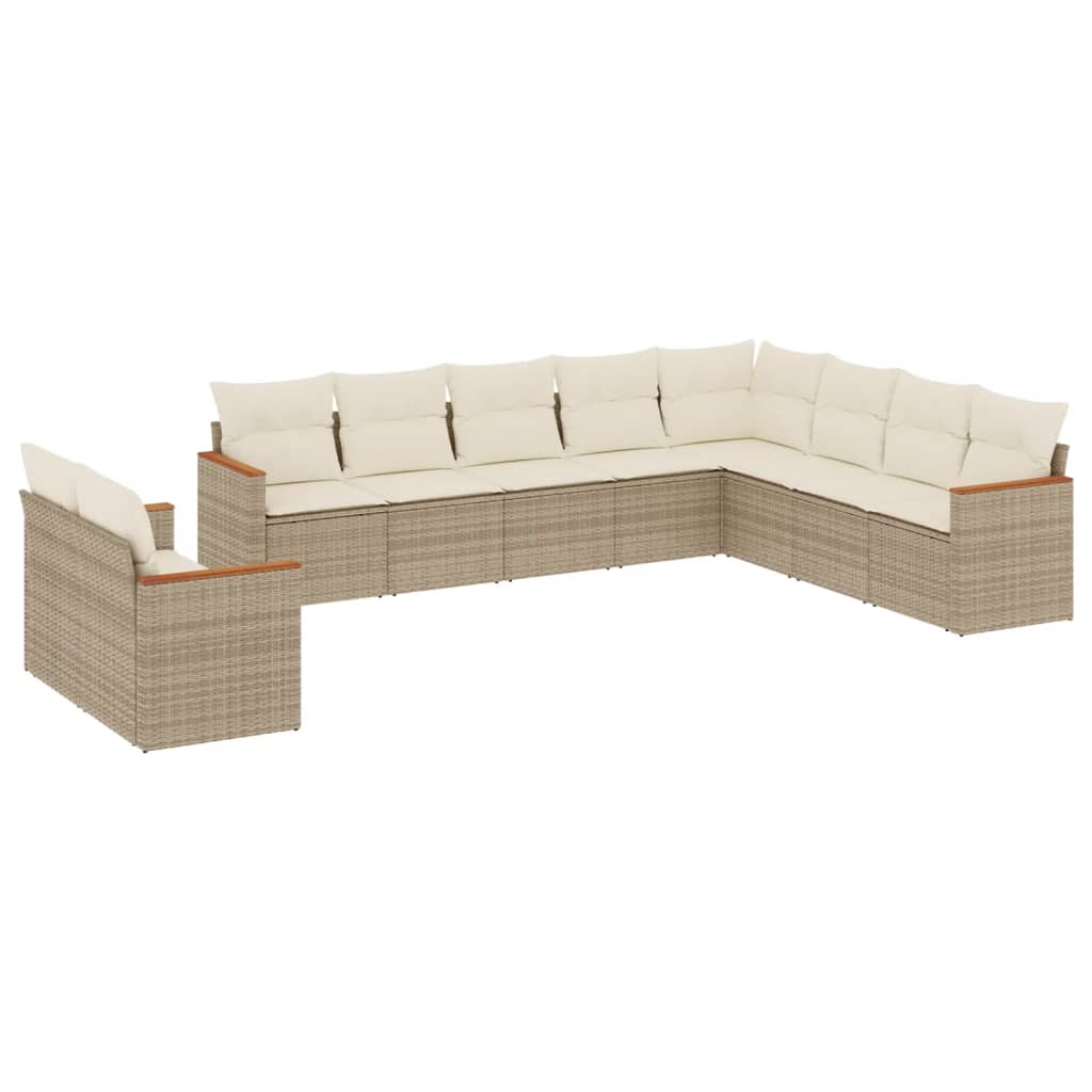 vidaXL Set canapele de grădină cu perne, 10 piese, bej, poliratan