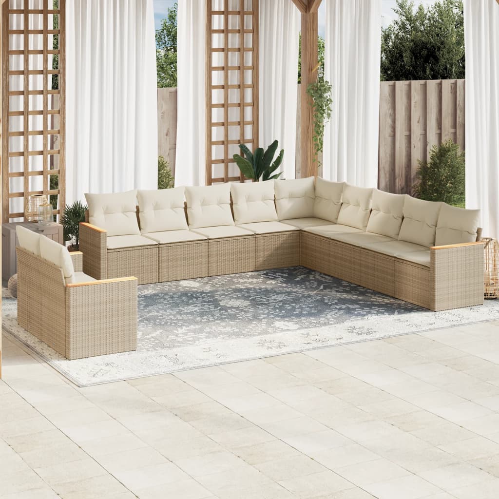 vidaXL Set canapele de grădină cu perne, 11 piese, bej, poliratan vidaXL Set canapele de grădină cu perne, 11 piese, bej, poliratan