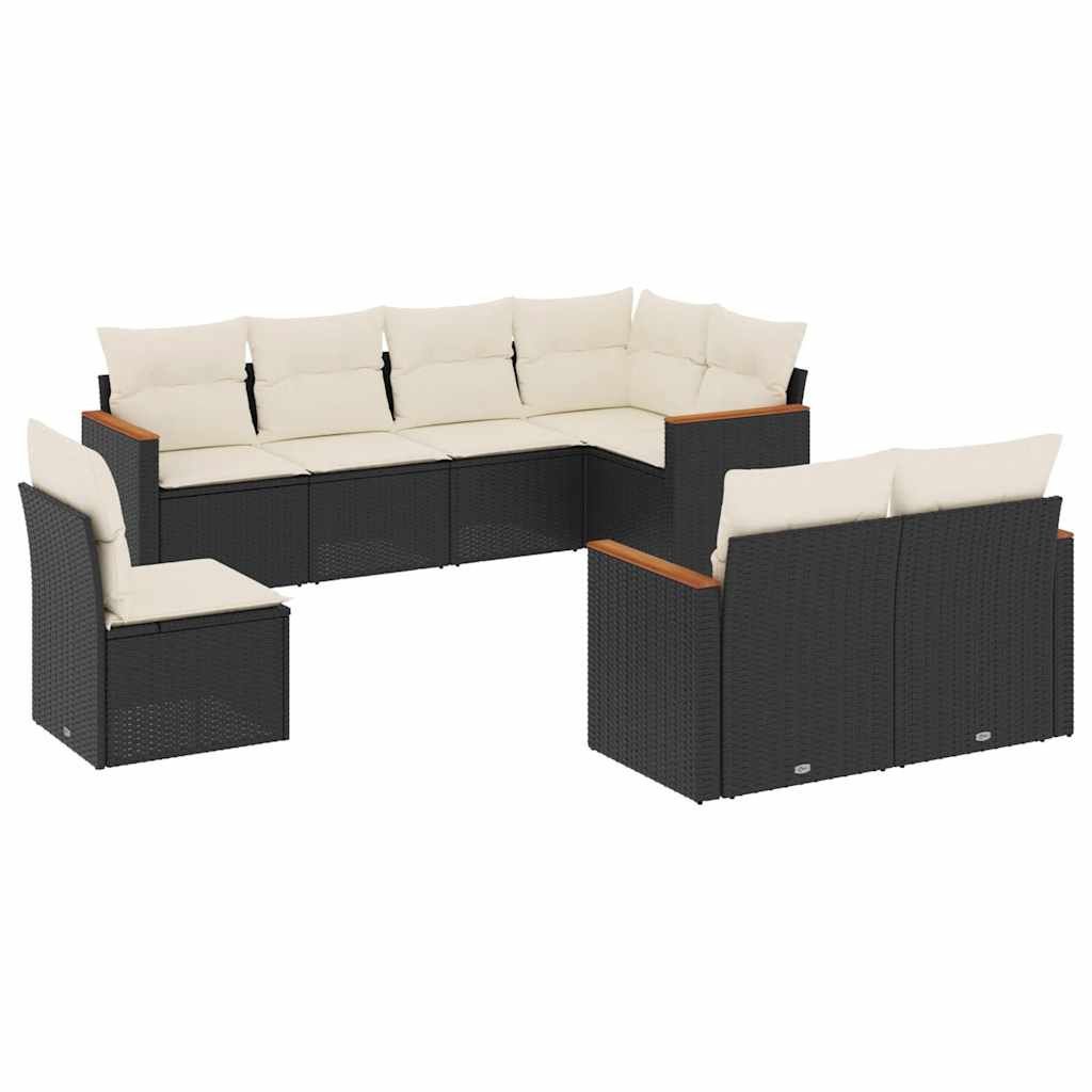 vidaXL Set mobilier de grădină cu perne, 8 piese, negru, poliratan vidaXL Set mobilier de grădină cu perne, 8 piese, negru, poliratan