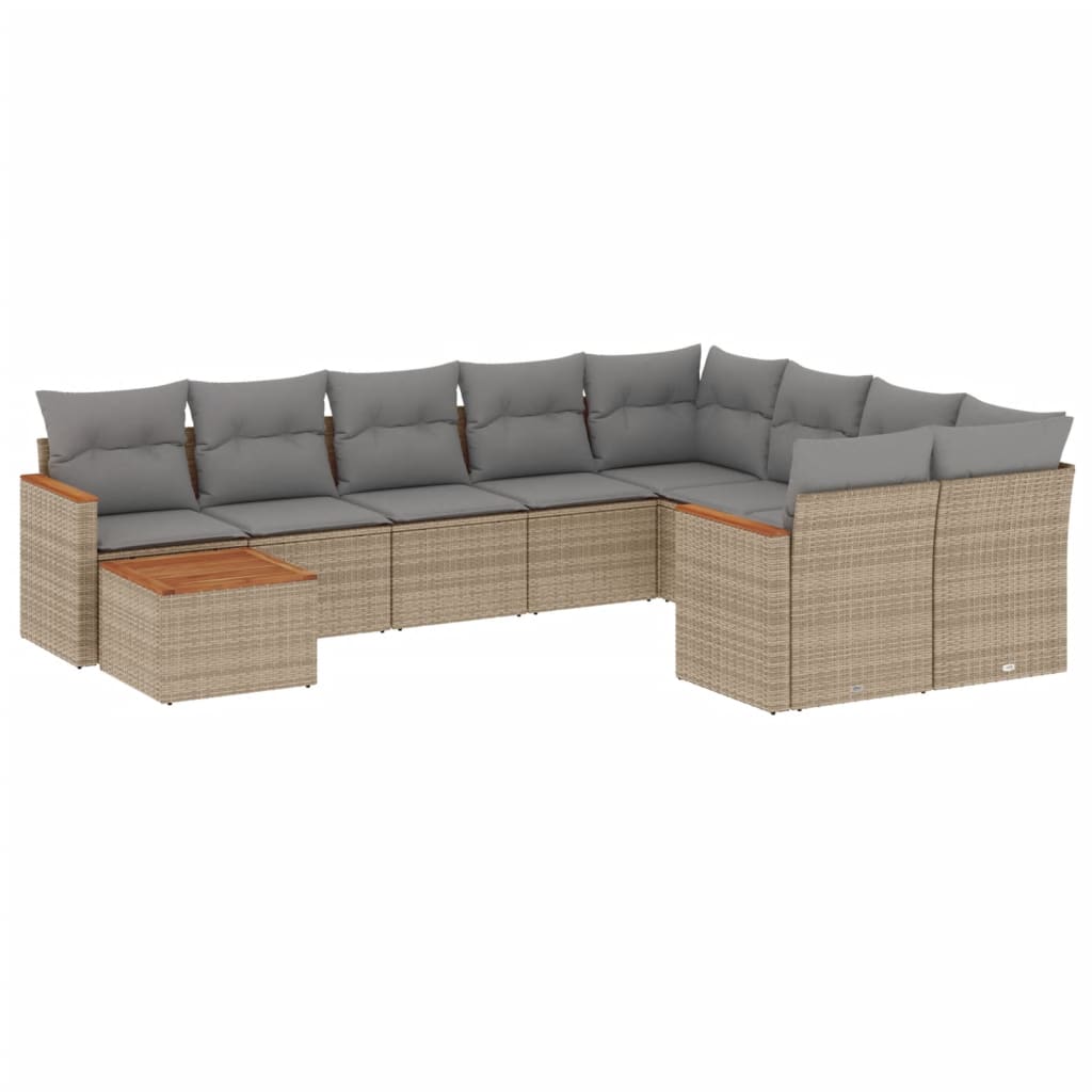 vidaXL Set canapele de grădină cu perne, 10 piese, bej, poliratan