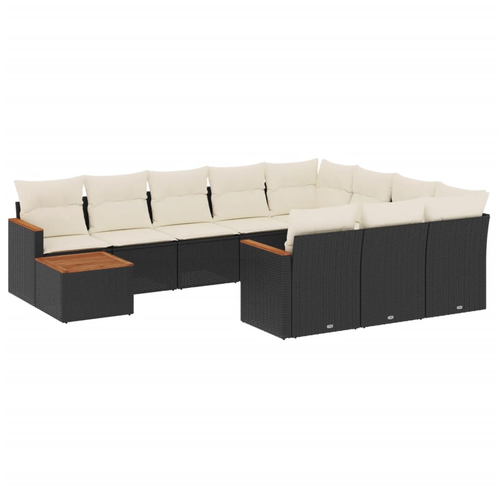 vidaXL Set canapele de grădină cu perne, 11 piese, negru, poliratan vidaXL Set canapele de grădină cu perne, 11 piese, negru, poliratan