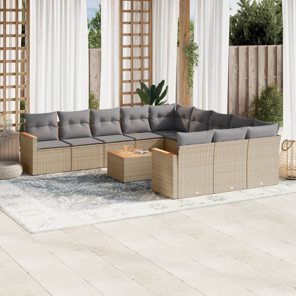 vidaXL Set canapele de grădină cu perne, 12 piese, bej, poliratan vidaXL Set canapele de grădină cu perne, 12 piese, bej, poliratan