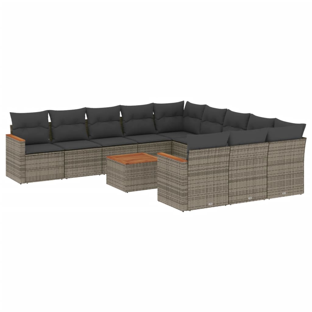 vidaXL Set canapea de grădină cu perne, 12 piese, gri, poliratan vidaXL Set canapea de grădină cu perne, 12 piese, gri, poliratan