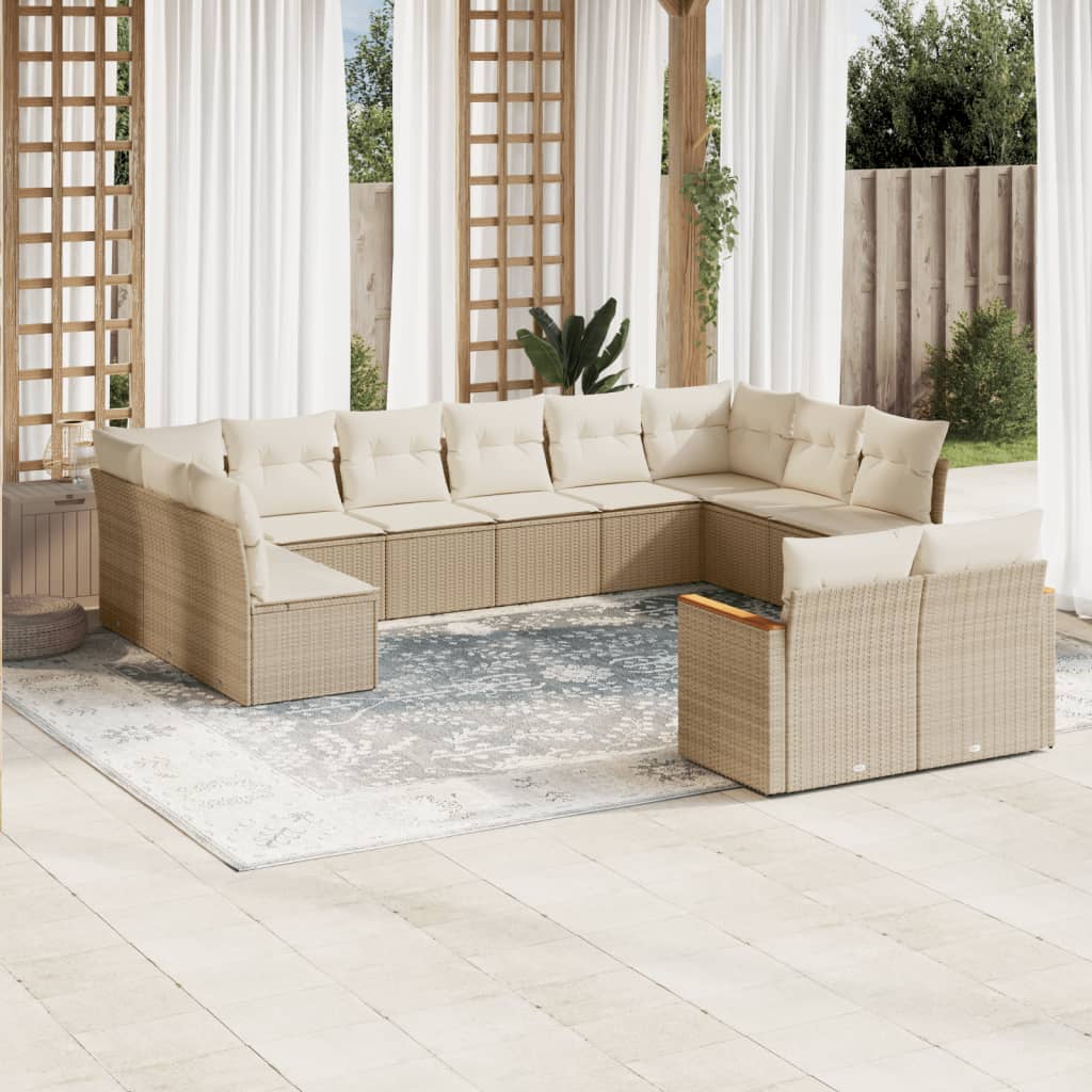 vidaXL Set canapele de grădină cu perne, 12 piese, bej, poliratan vidaXL Set canapele de grădină cu perne, 12 piese, bej, poliratan