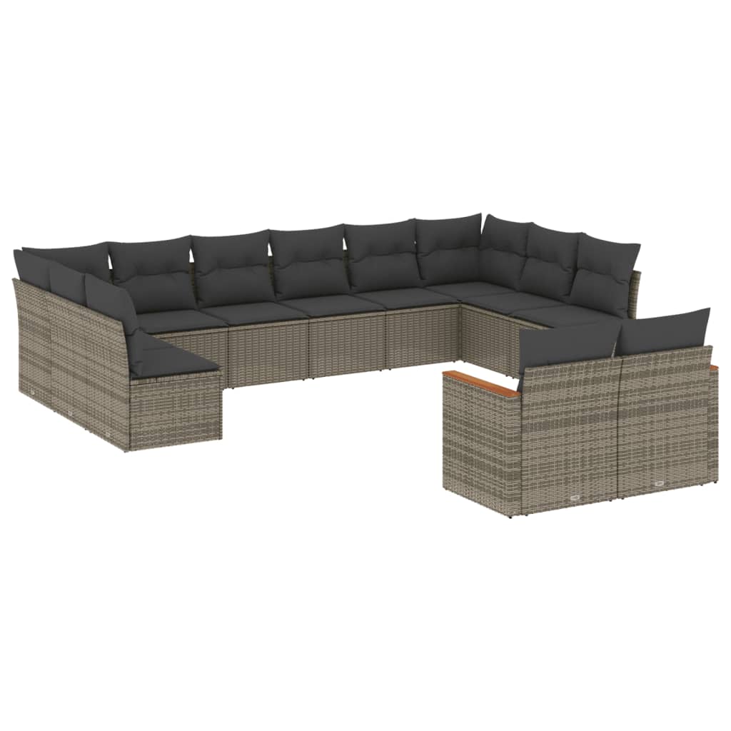 vidaXL Set canapea de grădină cu perne, 12 piese, gri, poliratan vidaXL Set canapea de grădină cu perne, 12 piese, gri, poliratan