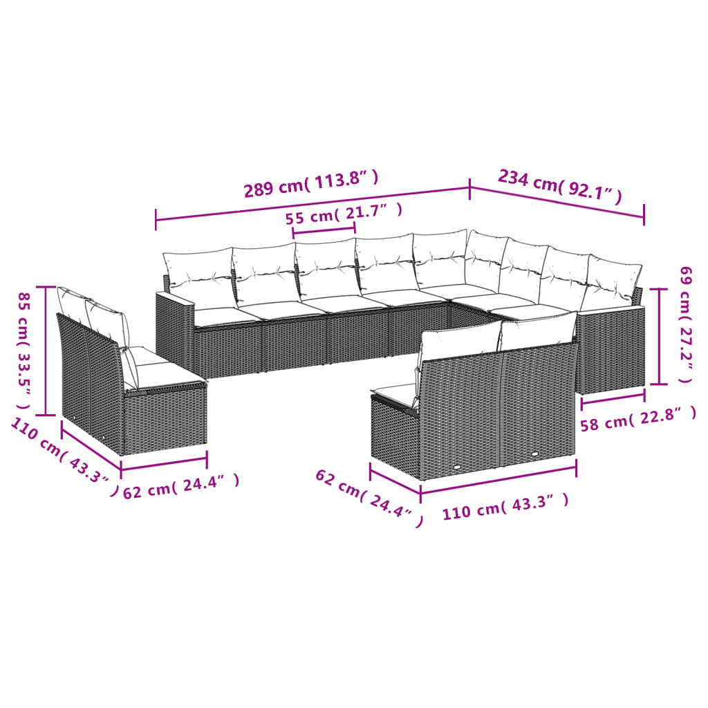 vidaXL Set canapele de grădină cu perne, 12 piese, bej, poliratan vidaXL Set canapele de grădină cu perne, 12 piese, bej, poliratan