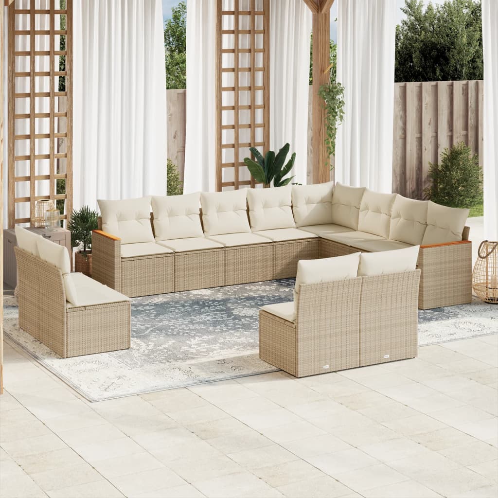 vidaXL Set canapele de grădină cu perne, 12 piese, bej, poliratan vidaXL Set canapele de grădină cu perne, 12 piese, bej, poliratan