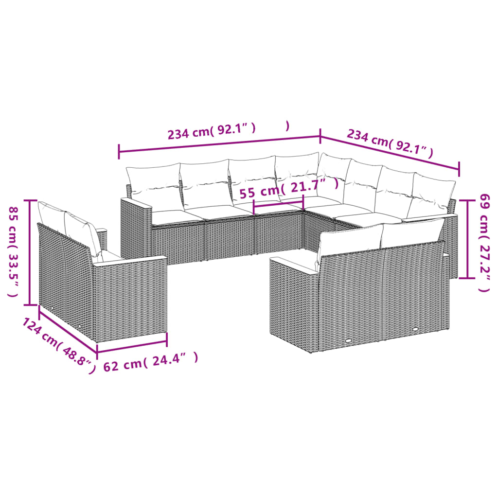 vidaXL Set canapele de grădină cu perne, 11 piese, bej, poliratan vidaXL Set canapele de grădină cu perne, 11 piese, bej, poliratan