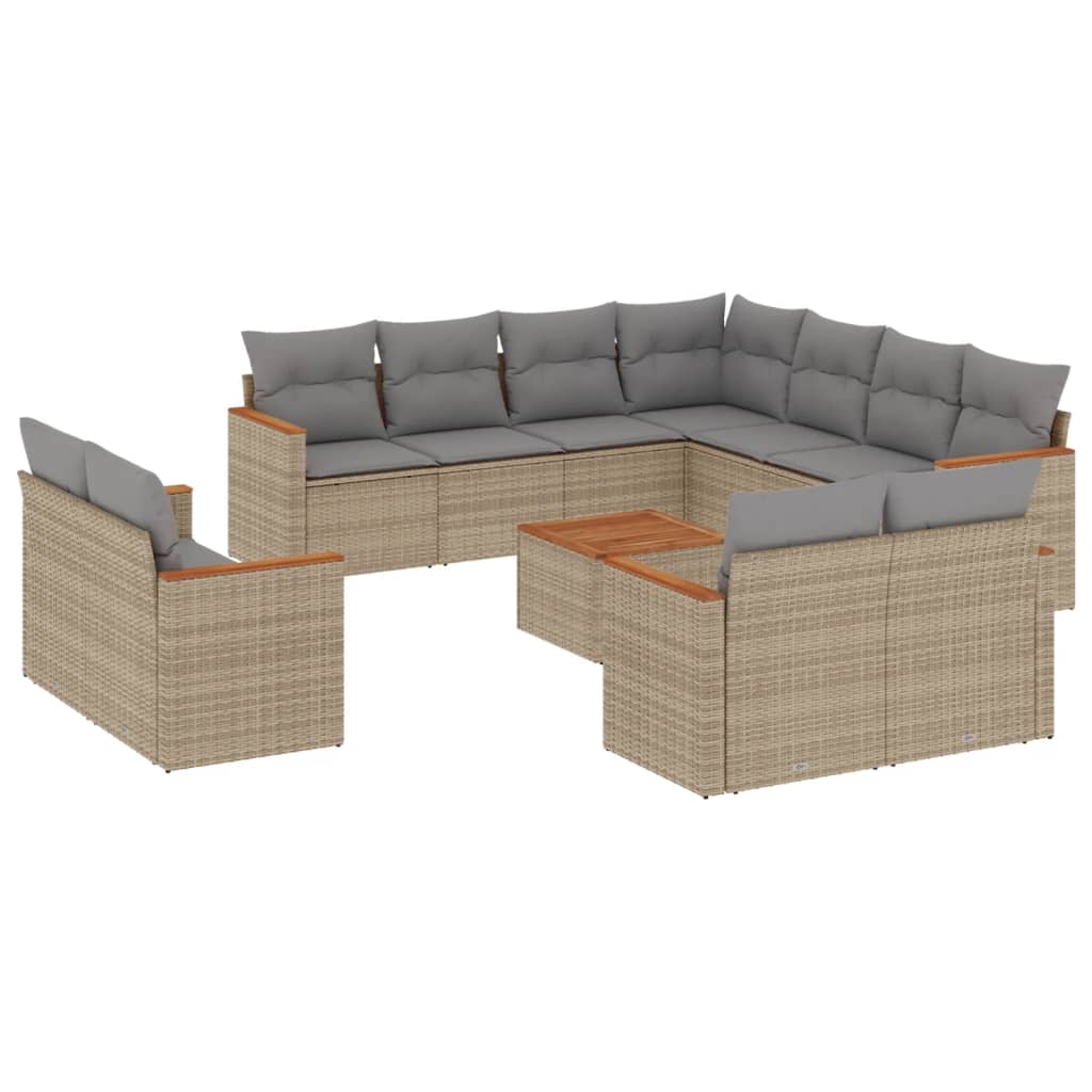 vidaXL Set canapele de grădină cu perne, 12 piese, bej, poliratan vidaXL Set canapele de grădină cu perne, 12 piese, bej, poliratan