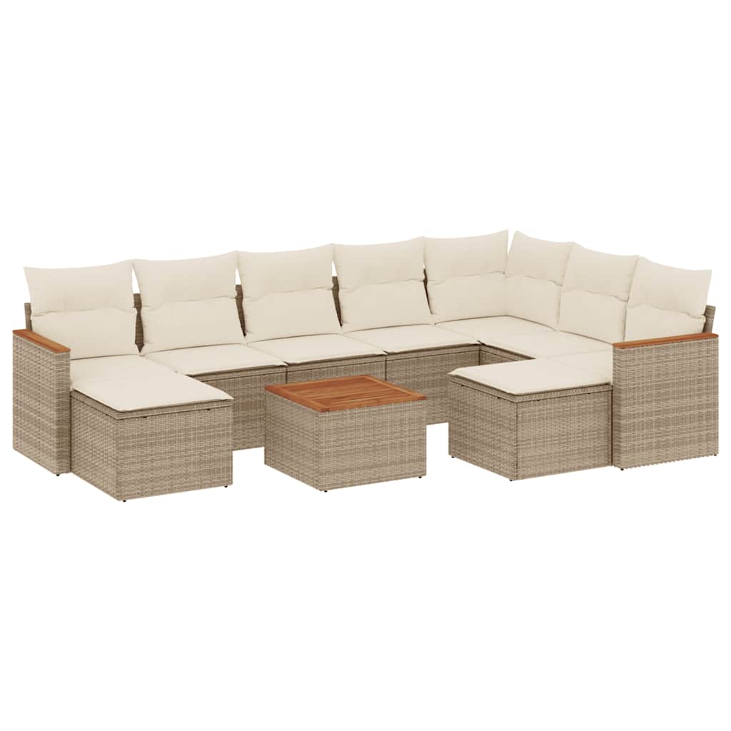 vidaXL Set canapele de grădină cu perne, 10 piese, bej, poliratan