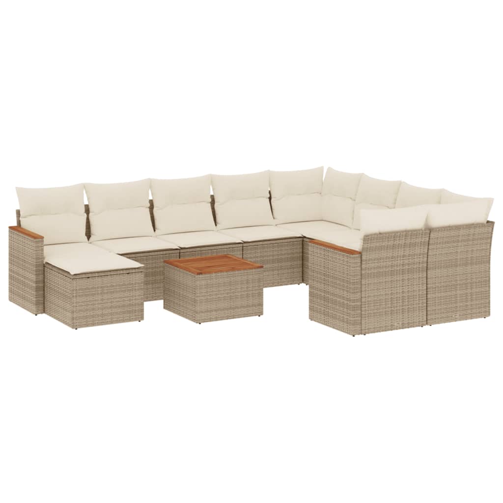 vidaXL Set canapele de grădină cu perne, 11 piese, bej, poliratan