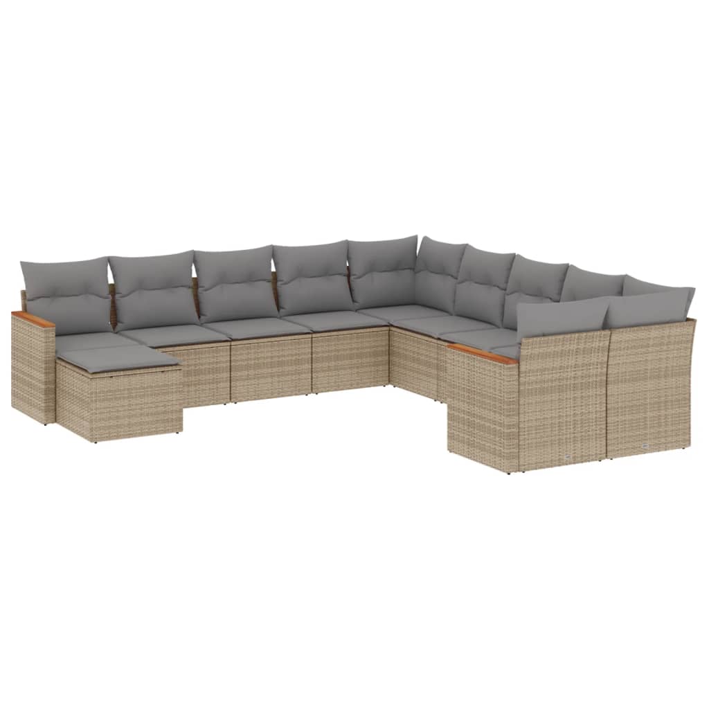 vidaXL Set canapele de grădină cu perne, 11 piese, bej, poliratan
