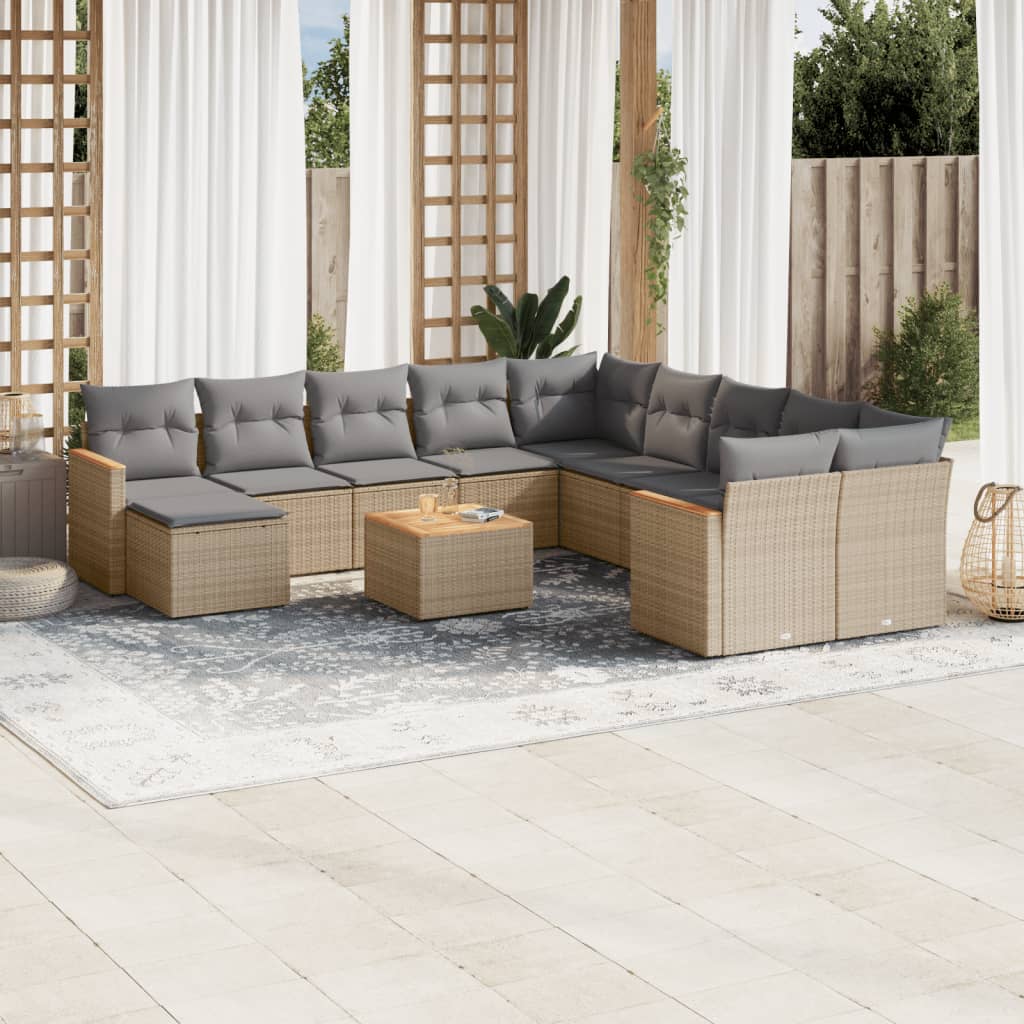 vidaXL Set canapele de grădină cu perne, 12 piese, bej, poliratan vidaXL Set canapele de grădină cu perne, 12 piese, bej, poliratan