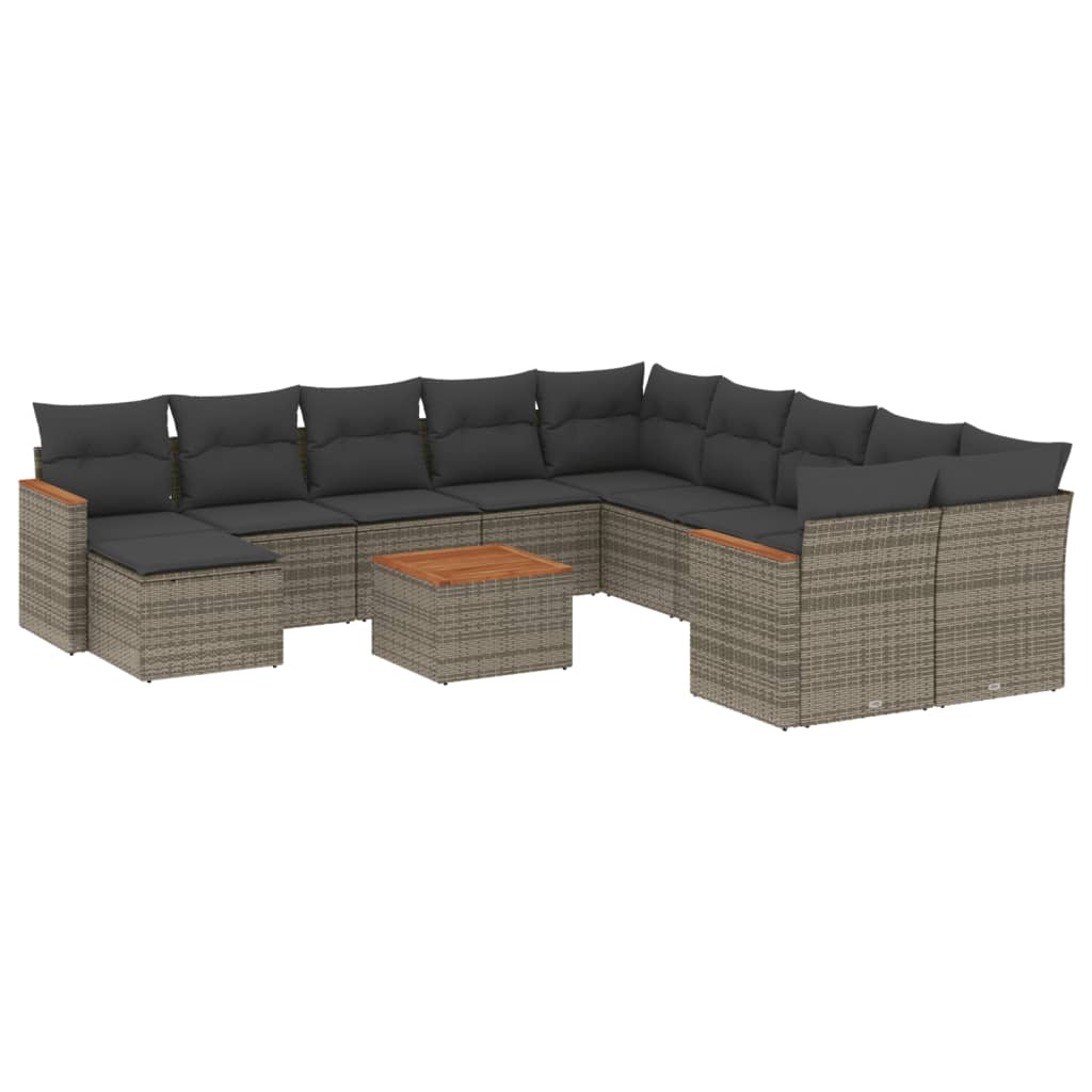 vidaXL Set canapea de grădină cu perne, 12 piese, gri, poliratan vidaXL Set canapea de grădină cu perne, 12 piese, gri, poliratan