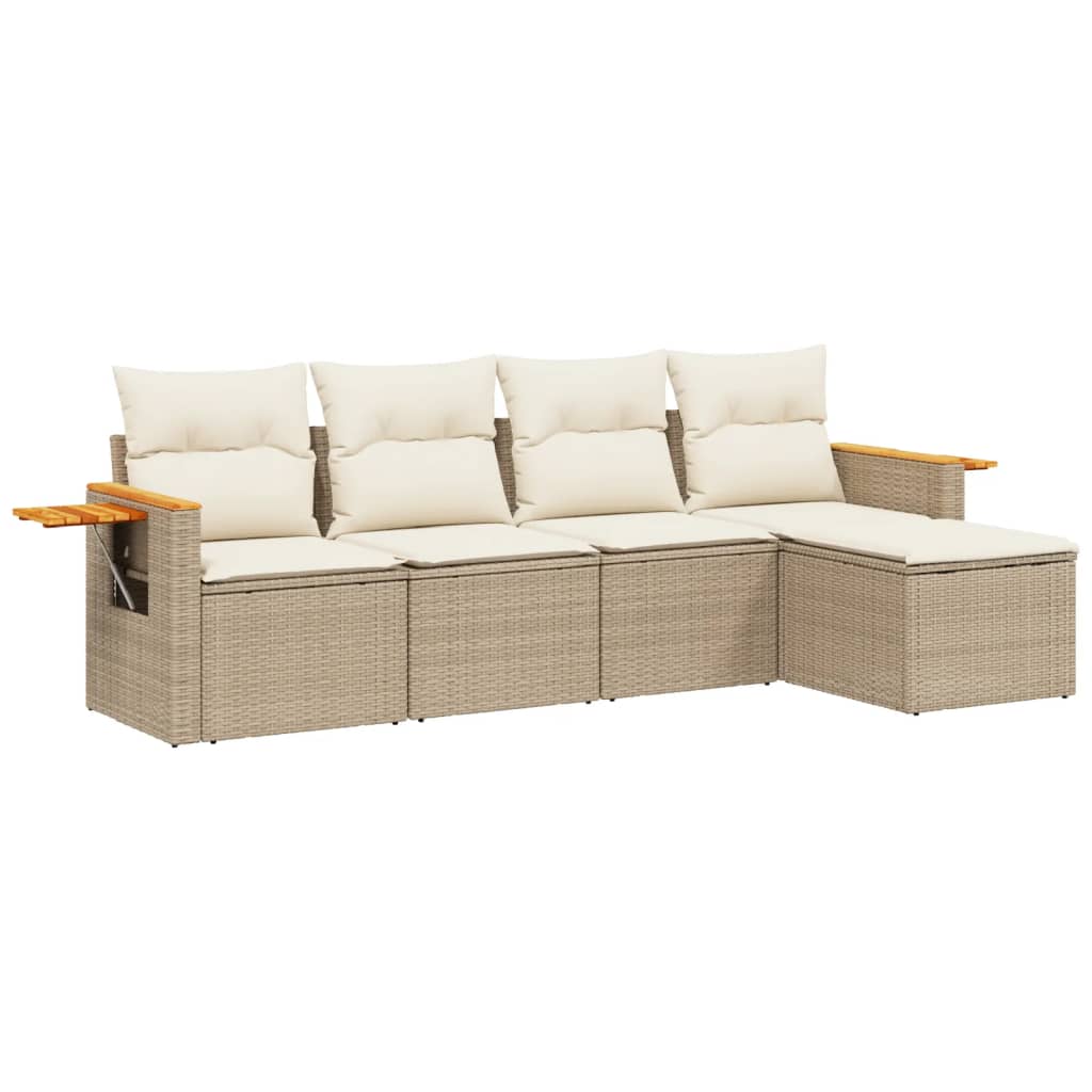 vidaXL Set canapele de grădină cu perne, 5 piese, bej, poliratan vidaXL Set canapele de grădină cu perne, 5 piese, bej, poliratan