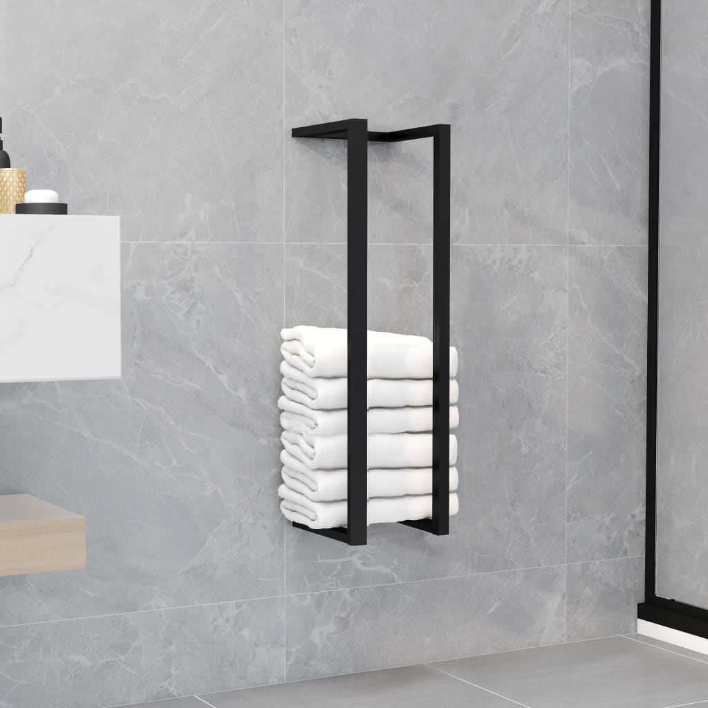 vidaXL Suport de prosoape, negru, 12,5 x 12,5 x 60 cm, fier vidaXL Suport de prosoape, negru, 12,5 x 12,5 x 60 cm, fier