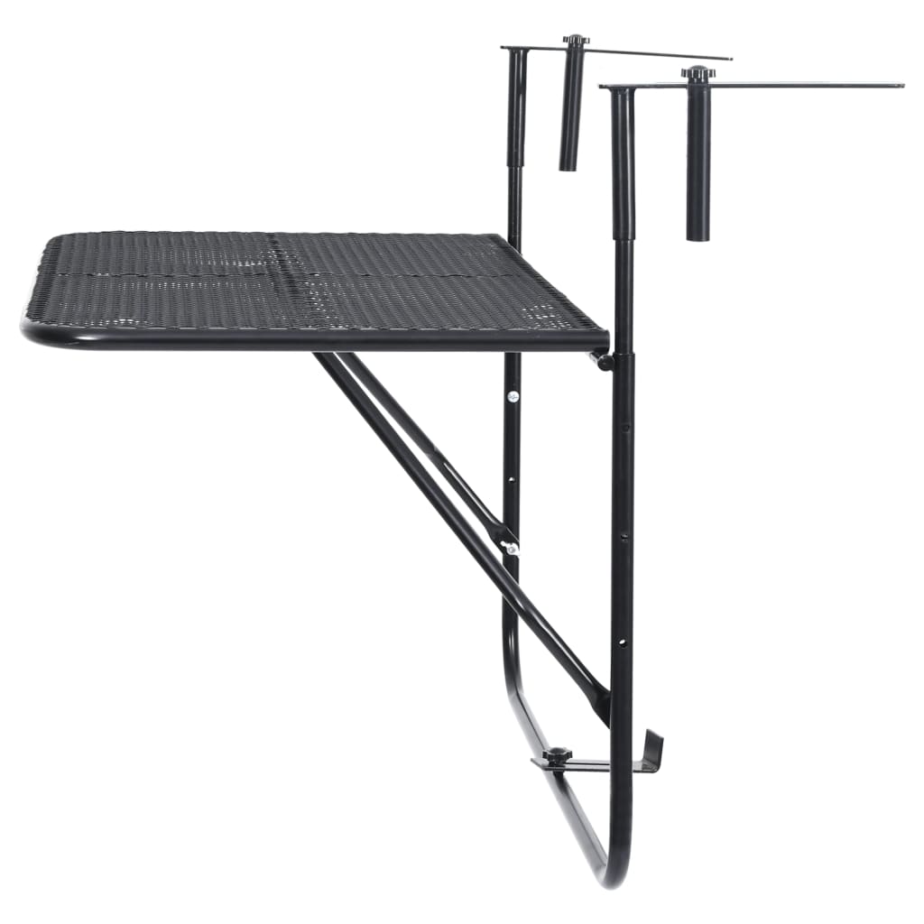 vidaXL Masă de balcon, negru, 60x40 cm, oțel vidaXL Masă de balcon, negru, 60x40 cm, oțel