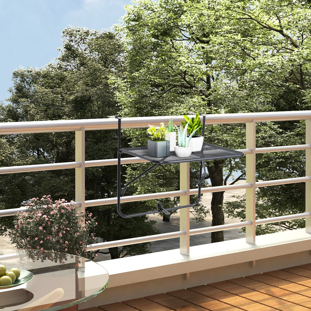 vidaXL Masă de balcon, negru, 60x40 cm, oțel vidaXL Masă de balcon, negru, 60x40 cm, oțel