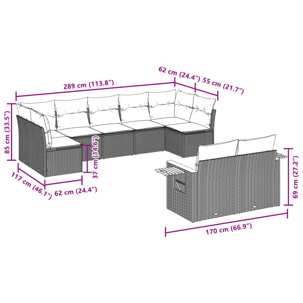 vidaXL Set mobilier de grădină cu perne, 9 piese, negru, poliratan vidaXL Set mobilier de grădină cu perne, 9 piese, negru, poliratan