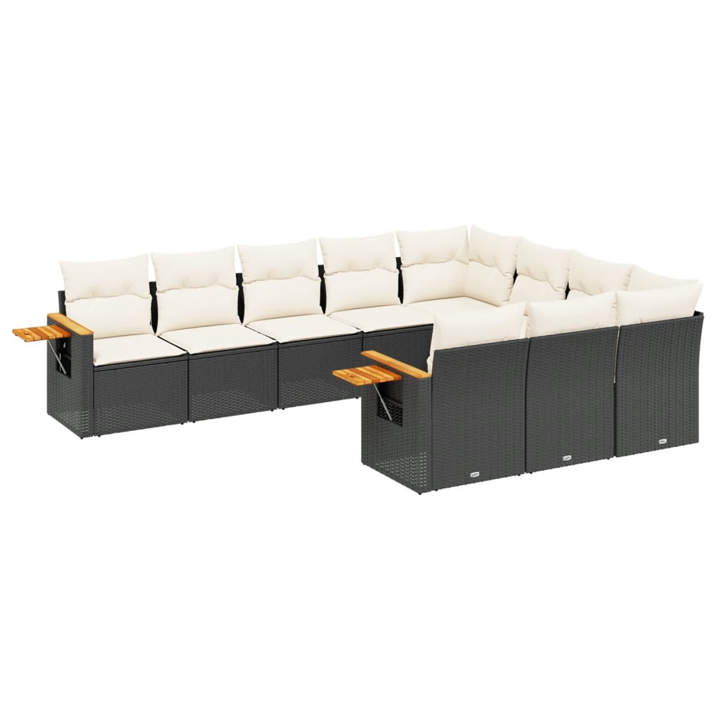 vidaXL Set canapele de grădină cu perne, 10 piese, negru, poliratan vidaXL Set canapele de grădină cu perne, 10 piese, negru, poliratan