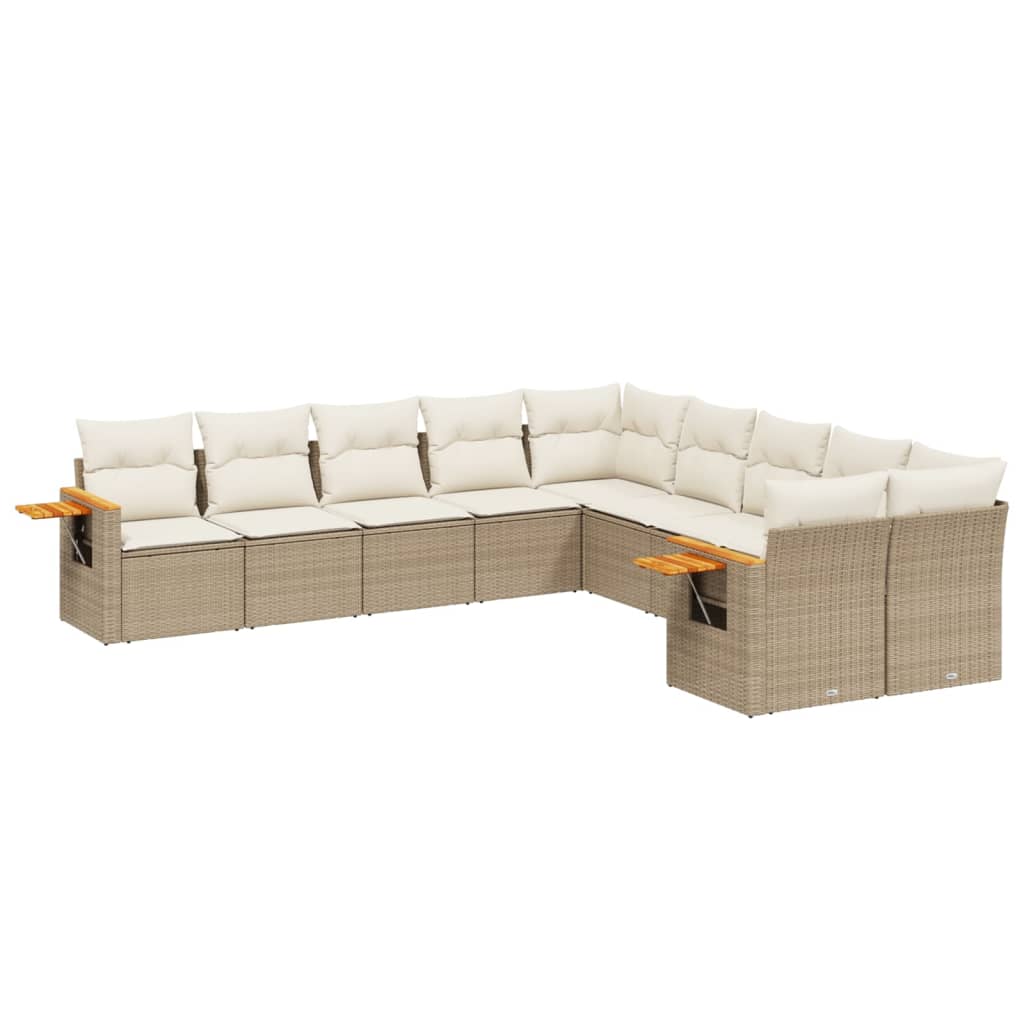 vidaXL Set canapele de grădină cu perne, 10 piese, bej, poliratan