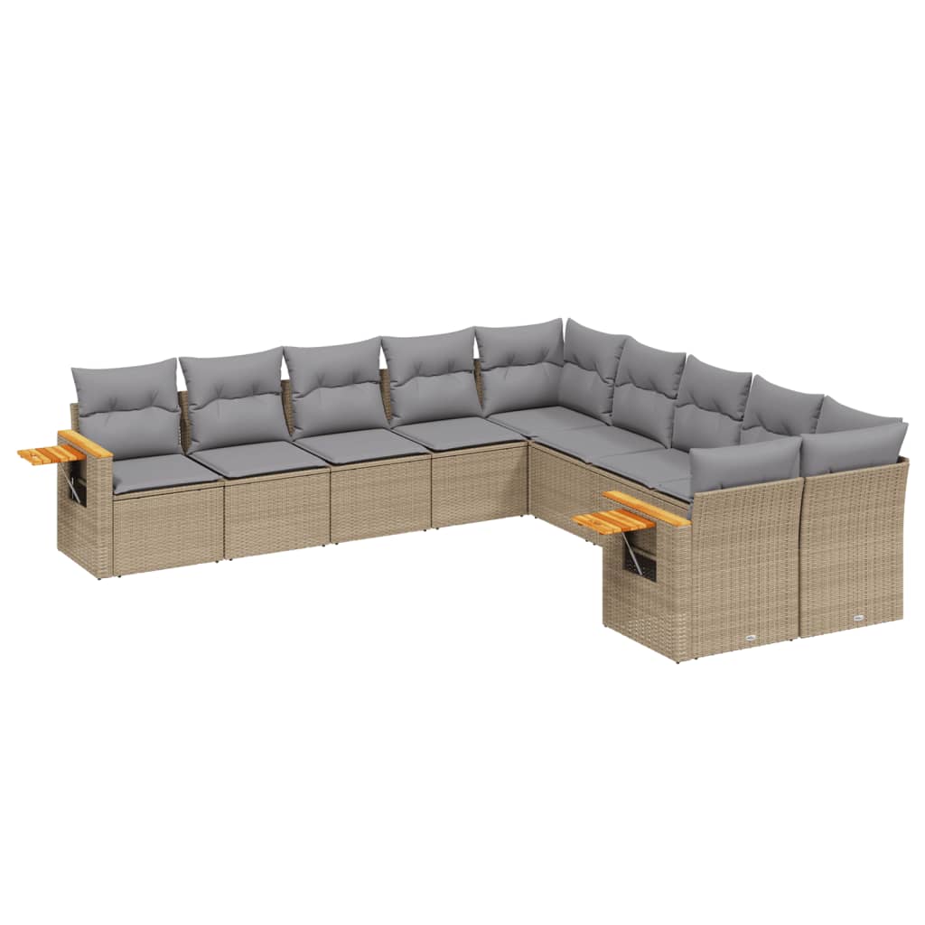 vidaXL Set canapele de grădină cu perne, 10 piese, bej, poliratan