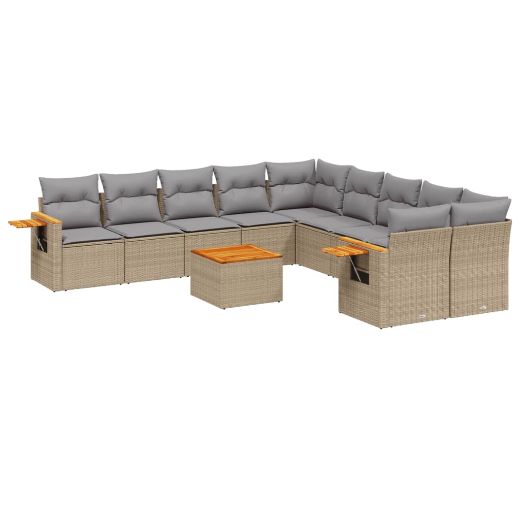 vidaXL Set canapele de grădină cu perne, 11 piese, bej, poliratan