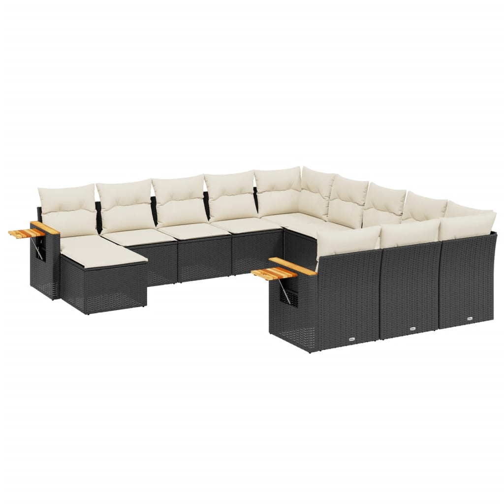 vidaXL Set canapele de grădină cu perne, 11 piese, negru, poliratan vidaXL Set canapele de grădină cu perne, 11 piese, negru, poliratan