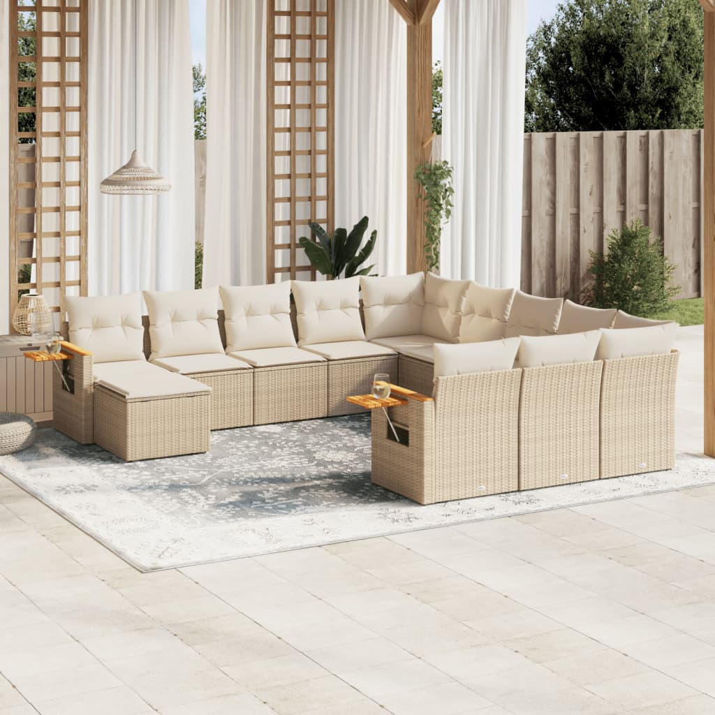 vidaXL Set canapele de grădină cu perne, 11 piese, bej, poliratan vidaXL Set canapele de grădină cu perne, 11 piese, bej, poliratan