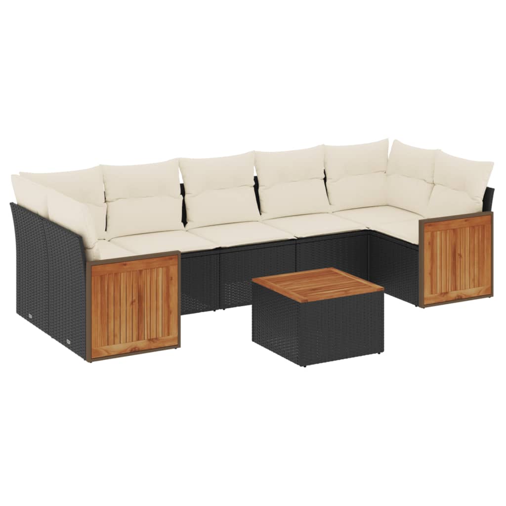 vidaXL Set mobilier de grădină cu perne, 8 piese, negru, poliratan vidaXL Set mobilier de grădină cu perne, 8 piese, negru, poliratan