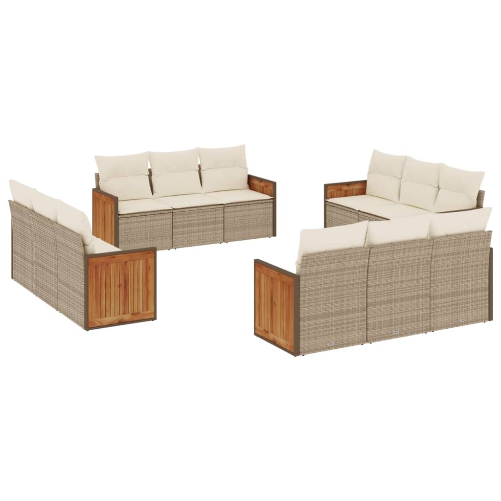 vidaXL Set canapele de grădină cu perne, 12 piese, bej, poliratan vidaXL Set canapele de grădină cu perne, 12 piese, bej, poliratan