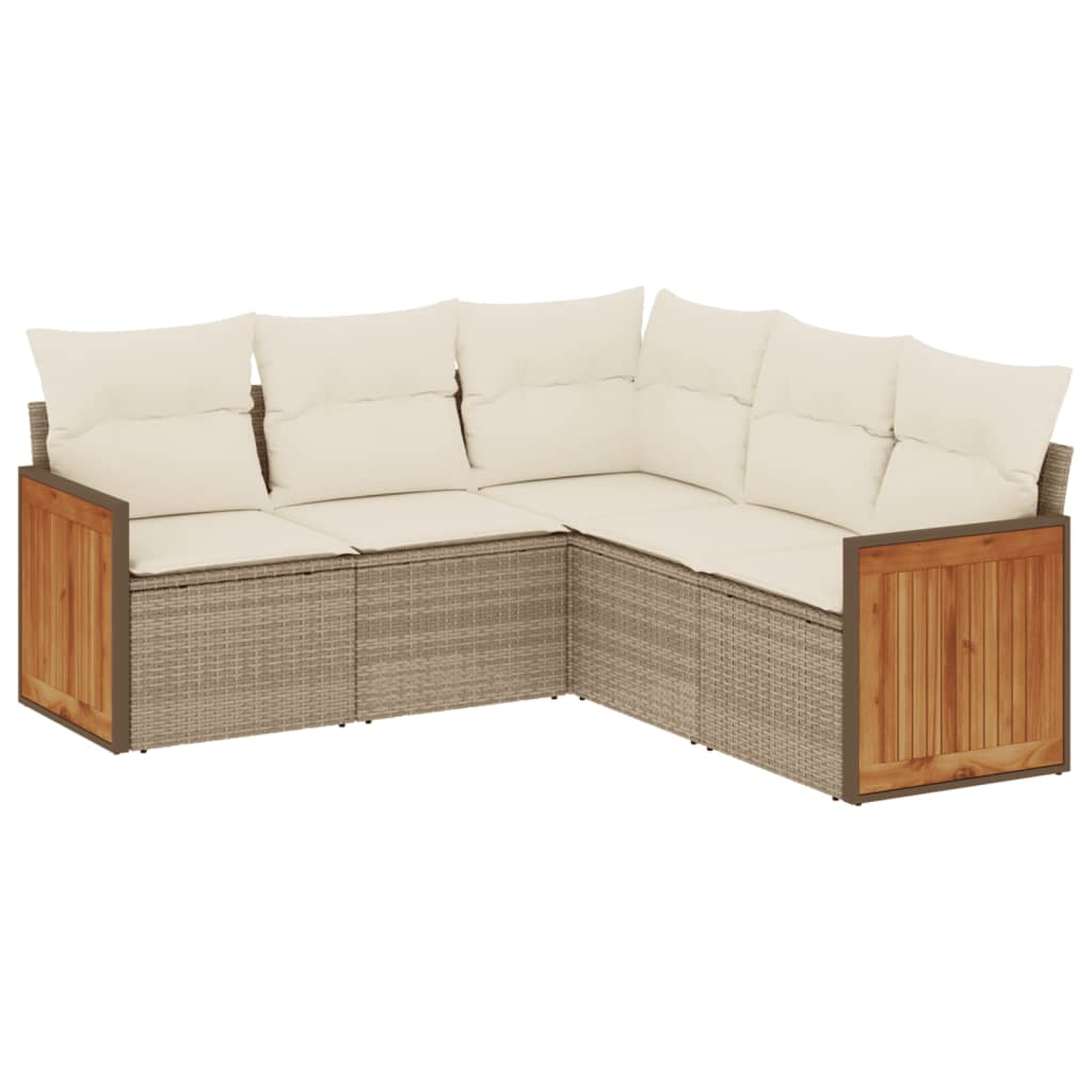 vidaXL Set canapele de grădină cu perne, 5 piese, bej, poliratan