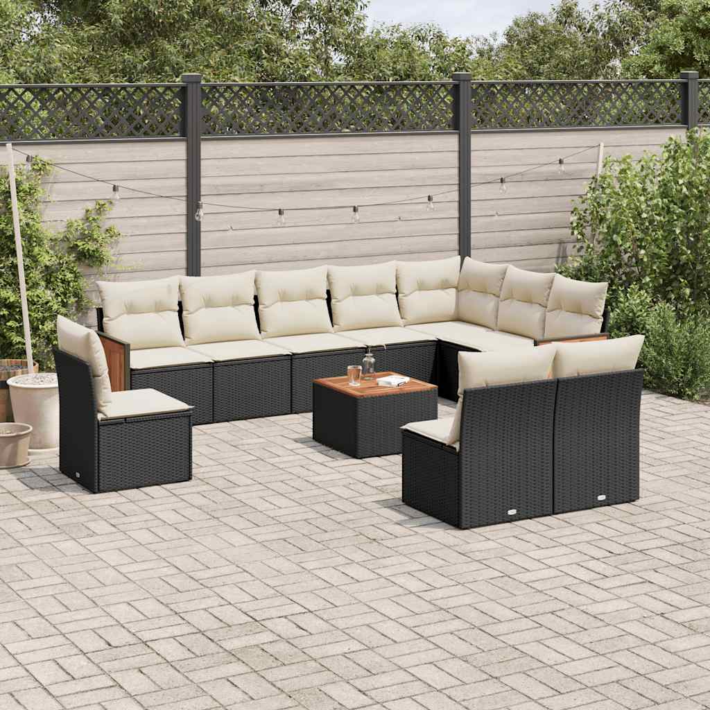 vidaXL Set canapele de grădină cu perne, 11 piese, negru, poliratan vidaXL Set canapele de grădină cu perne, 11 piese, negru, poliratan