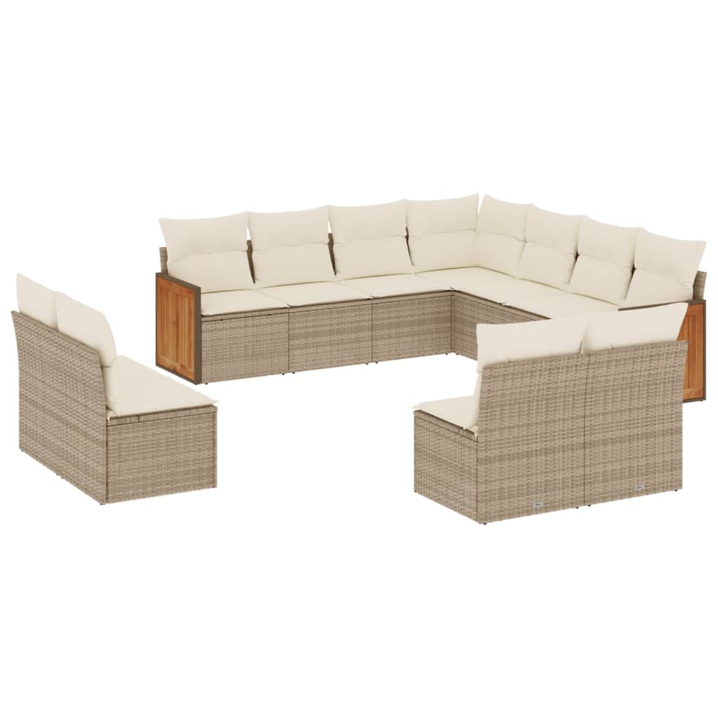 vidaXL Set canapele de grădină cu perne, 11 piese, bej, poliratan vidaXL Set canapele de grădină cu perne, 11 piese, bej, poliratan