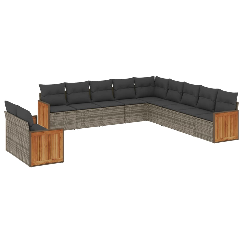 vidaXL Set canapele de grădină cu perne, 11 piese, gri, poliratan vidaXL Set canapele de grădină cu perne, 11 piese, gri, poliratan