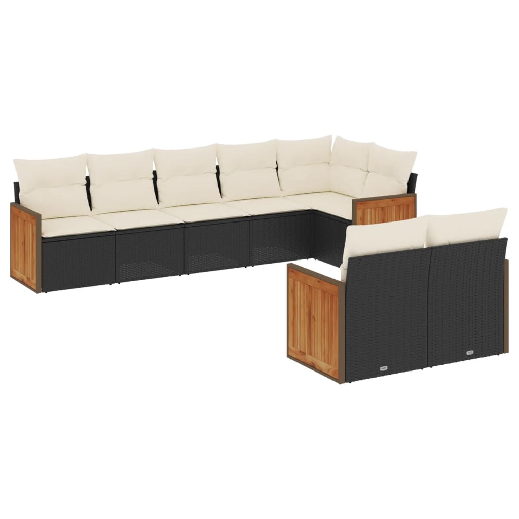 vidaXL Set mobilier de grădină cu perne, 8 piese, negru, poliratan vidaXL Set mobilier de grădină cu perne, 8 piese, negru, poliratan