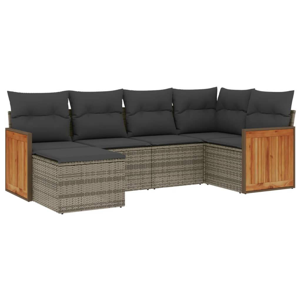vidaXL Set mobilier grădină cu perne, 6 piese, gri, poliratan