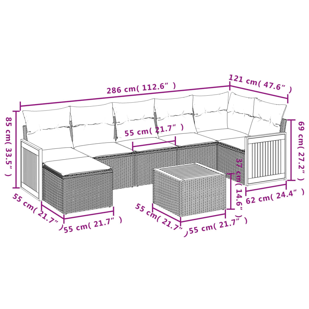 vidaXL Set mobilier de grădină cu perne, 8 piese, negru, poliratan vidaXL Set mobilier de grădină cu perne, 8 piese, negru, poliratan