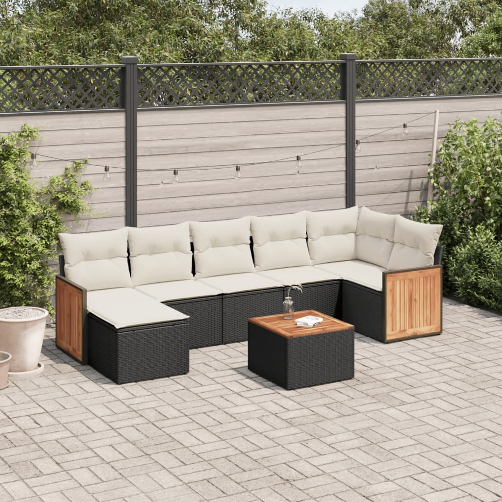 vidaXL Set mobilier de grădină cu perne, 8 piese, negru, poliratan vidaXL Set mobilier de grădină cu perne, 8 piese, negru, poliratan